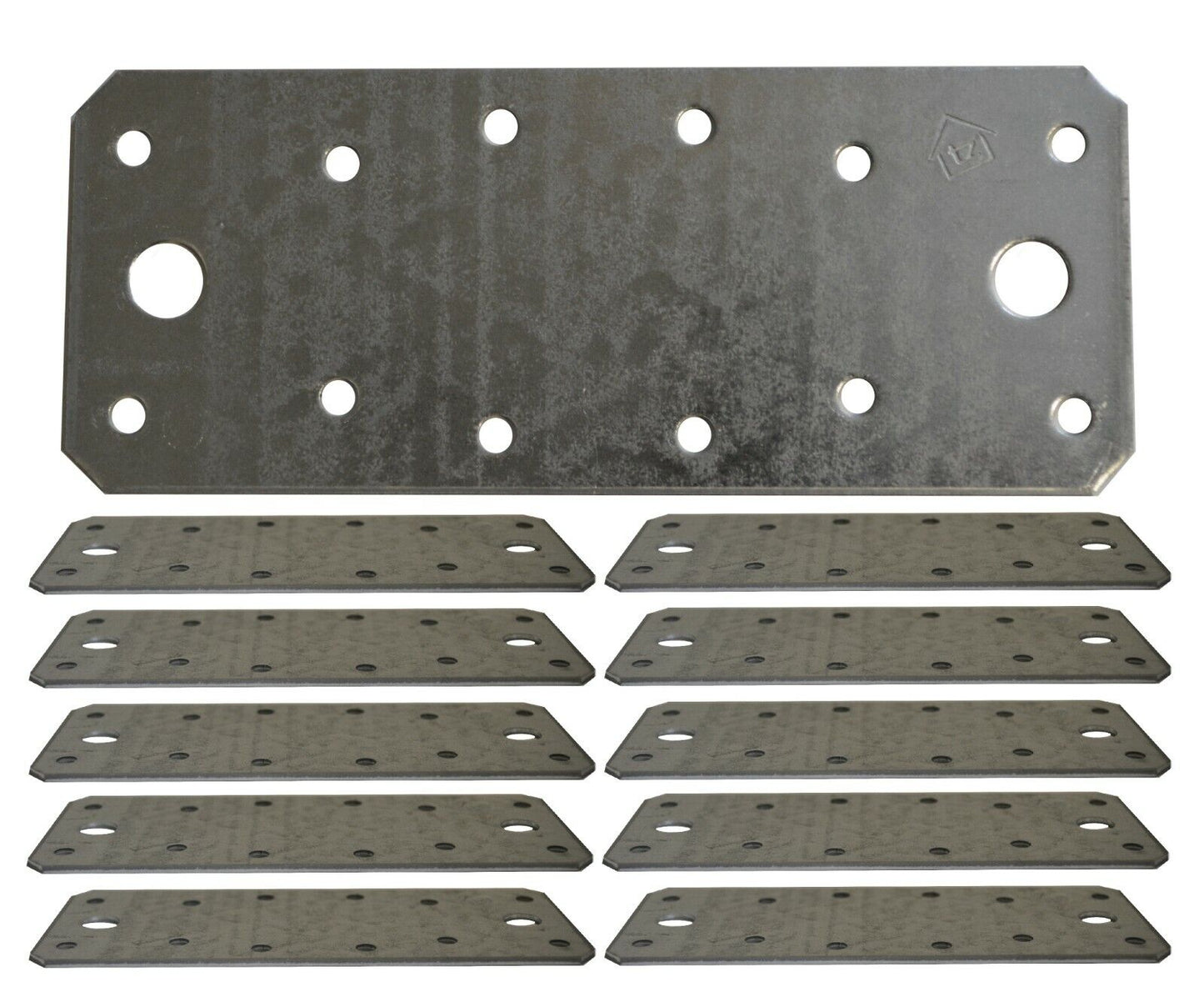 Set 10 Placa perforat pentru imbinare lemn, Montana, zincat, 140 x 54 mm